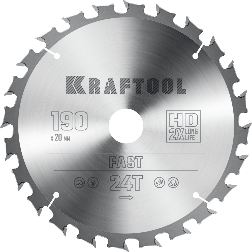 KRAFTOOL Fast 190х20мм 24Т, диск пильный по дереву