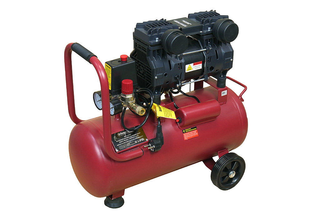 Компрессор безмасляный ВК1-24БМ Энергомаш ГАРАНТ 1,5кВт,240л/мин, ресивер 24л, бесшумный