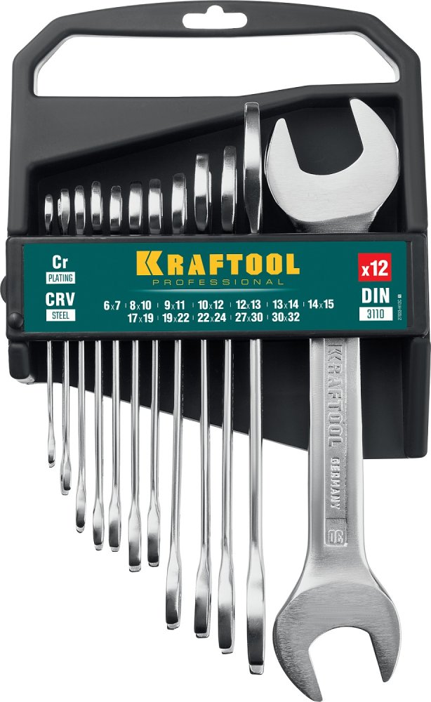 KRAFTOOL 12 шт, 6 - 32 мм, набор рожковых гаечных ключей (27033-H12C)