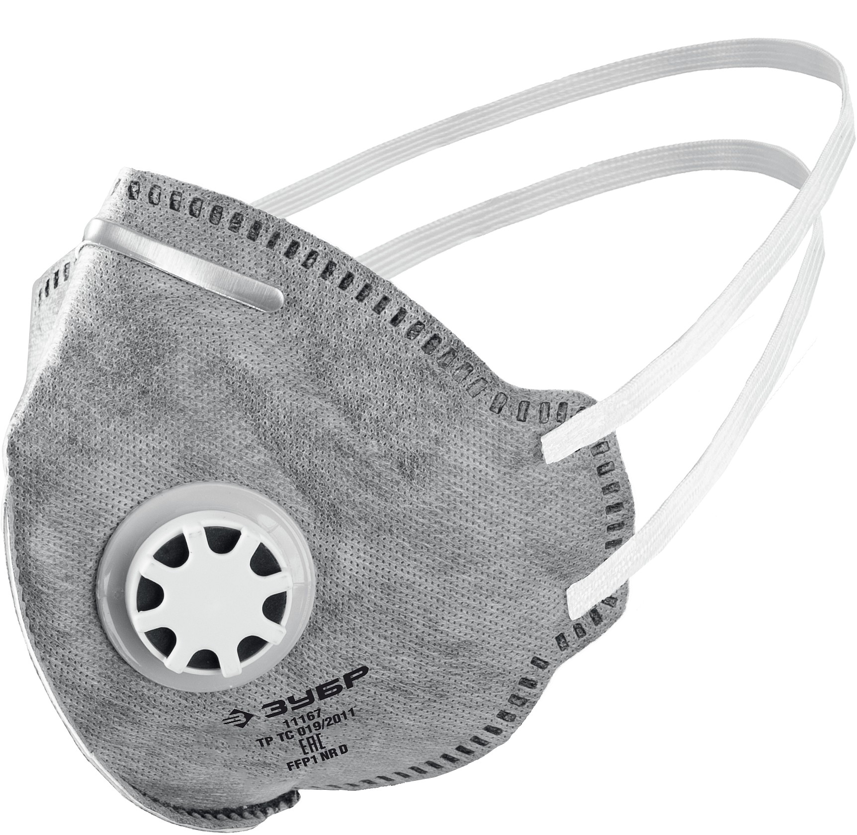 ЗУБР ПГ-80 плоская с угольным слоем, класс защиты FFP1, с клапаном выдоха, фильтрующая полумаска (11167)