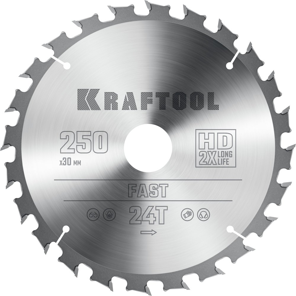 KRAFTOOL Fast 250х30мм 24Т, диск пильный по дереву