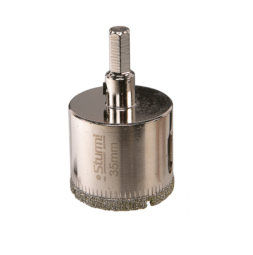 Коронка алмазн. По керам. Плитке и стеклу 35 х 55 мм с центрир. Сверл. Sturm!