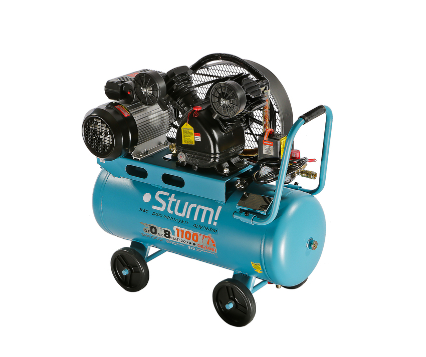 Компрессор воздушный масляный Sturm! AC93250B, 2,4кВт, 370 л/мин,50л,,ременной привод