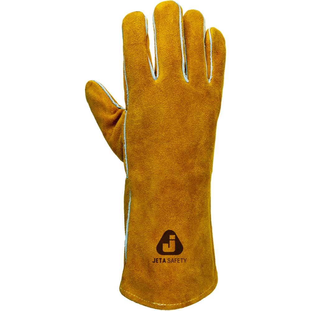 Перчатки сварщика Ferrus с крагой из спилковой кожи с подкладкой из х/б и флиса