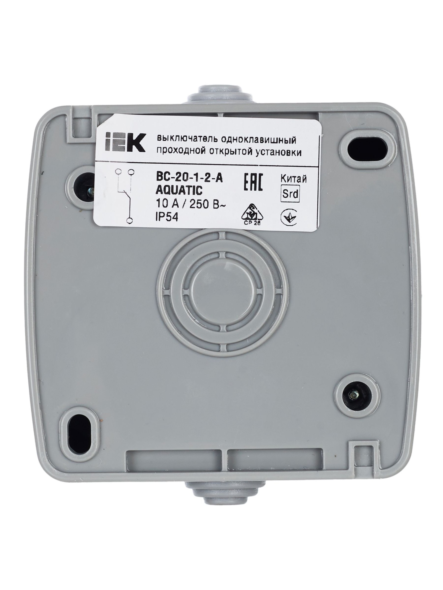 AQUATIC Выключатель 1-клавишный проходной для открытой установки 10А IP54 ВС-20-1-2-А IEK