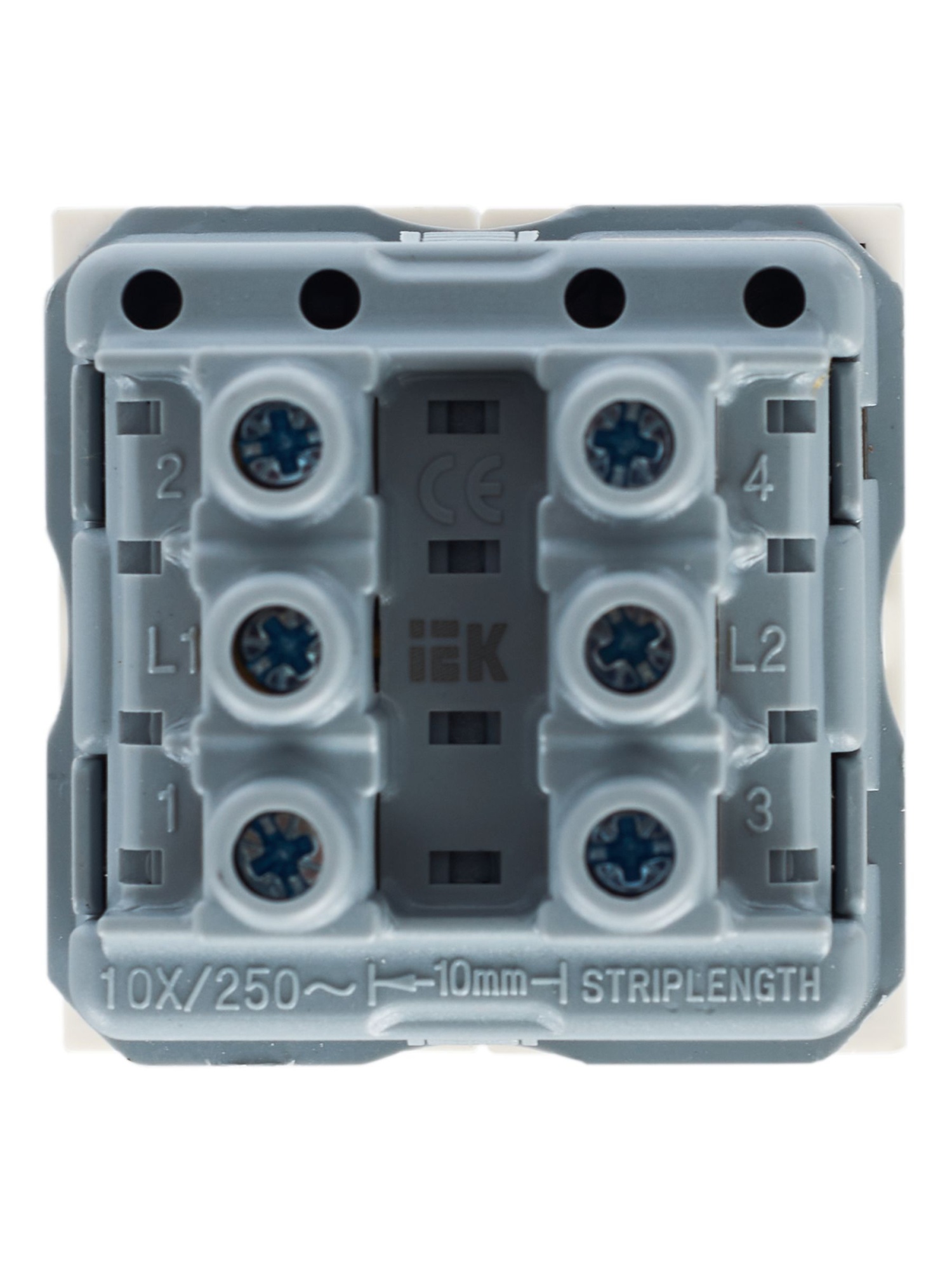 Выключатель проходной (переключатель) двухклавишный ВК4-22-00-П (на 2 модуля) ПРАЙМЕР белый IEK